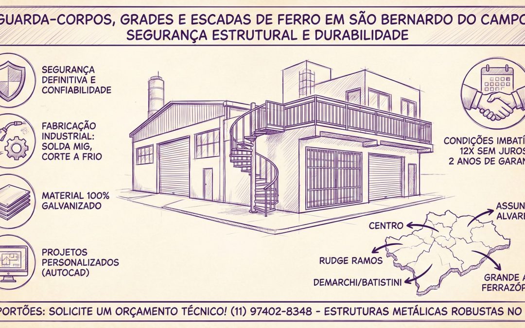 Guarda-Corpos, Grades e Escadas de Ferro em São Bernardo do Campo: Segurança Estrutural e Durabilidade para seu Imóvel
